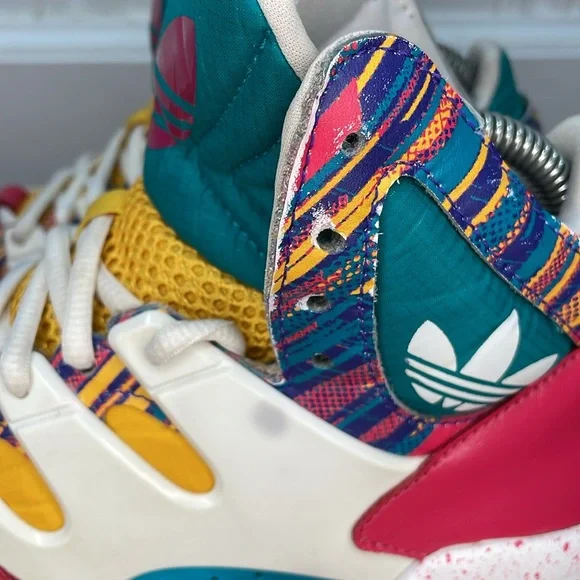 adidas Multicolor High-Top Athletic Sneakers — Pink, Teal, Yellow - Picture 8 of 16